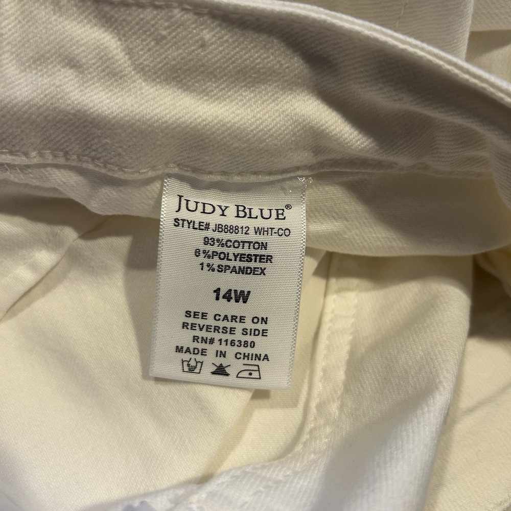 Judy Blue High Rise Jeans Women's 14W White Denim Drawstring Style - Picture 7 of 8